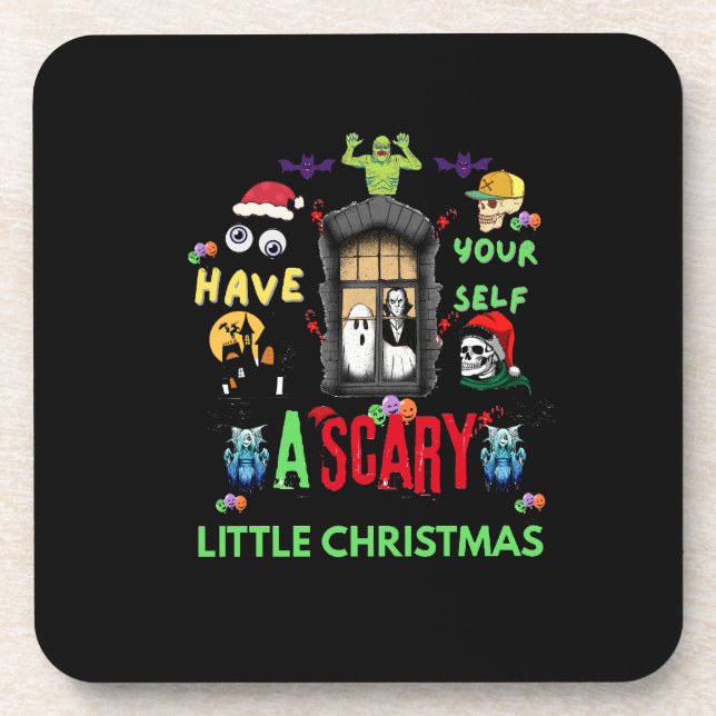 Scary Little Christmas Horror Holiday Design   Coaster (Front)