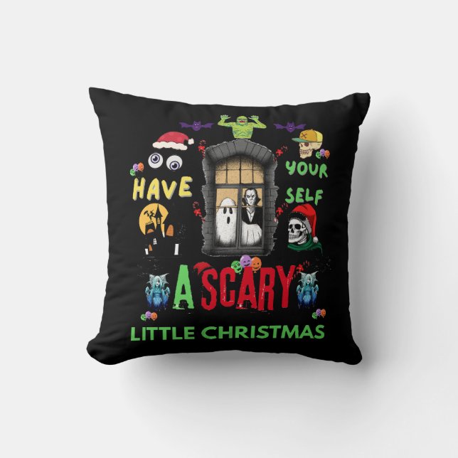 Scary Little Christmas Horror Holiday Design   Cushion (Front)