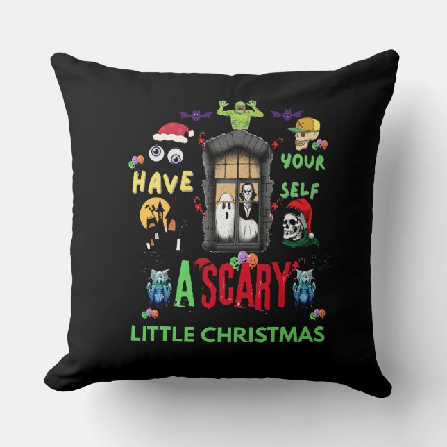 Scary Little Christmas Horror Holiday Design   Cushion (Front)