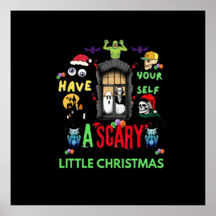 Scary Little Christmas Horror Holiday Design Poster