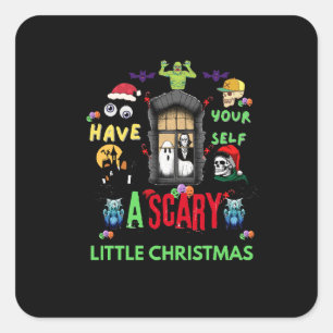Scary Little Christmas Horror Holiday Design Square Sticker