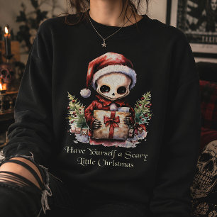 Scary Little Christmas Skeleton Gothic Christmas Sweatshirt