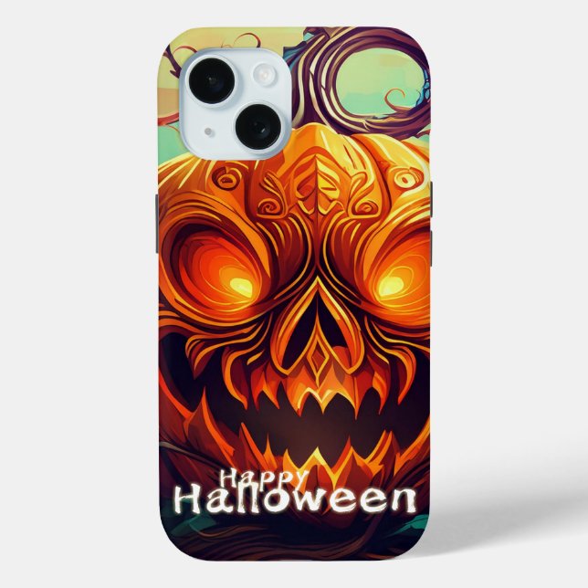 Scary Looking Orange Pumpkin with Face, Halloween  Case-Mate iPhone Case (Back)