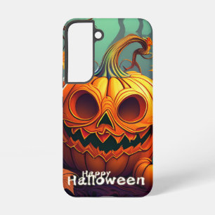 Scary Looking Orange Pumpkin with Face, Halloween Samsung Galaxy Case