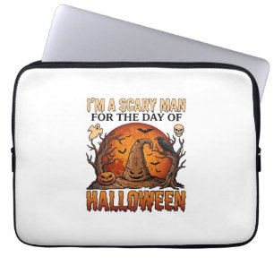 Scary Man Halloween Witch Hat Blood Moon Pumpkin_1 Laptop Sleeve