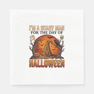 Scary Man Halloween Witch Hat Blood Moon Pumpkin_1 Napkin