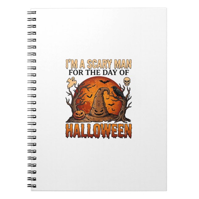 Scary Man Halloween Witch Hat Blood Moon Pumpkin_1 Notebook (Front)