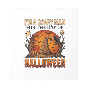 Scary Man Halloween Witch Hat Blood Moon Pumpkin_1 Notepad