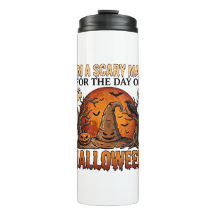Scary Man Halloween Witch Hat Blood Moon Pumpkin_1 Thermal Tumbler