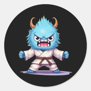 Scary Martial Arts Fighter Karate Boxer Comt Kung Classic Round Sticker