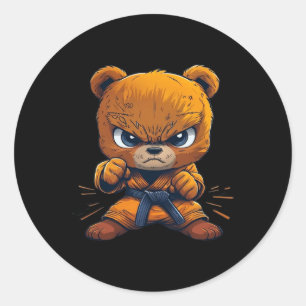 Scary Martial Arts Fighter Karate Boxer Comt Kung Classic Round Sticker