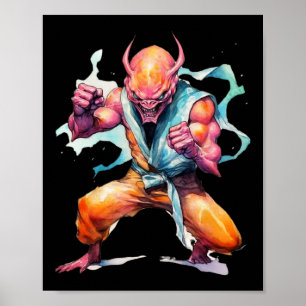 Scary Martial Arts Fighter Karate Boxer Comt Kung  Poster