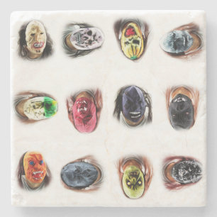 Scary Masks FUN Stone Coaster