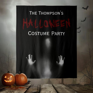 Scary Modern Bloody Halloween Party Black Backdrop Tapestry