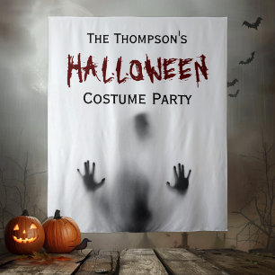 Scary Modern Bloody Halloween Party White Backdrop Tapestry