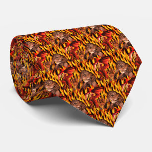 Scary Monster Creature Flames Halloween Tie