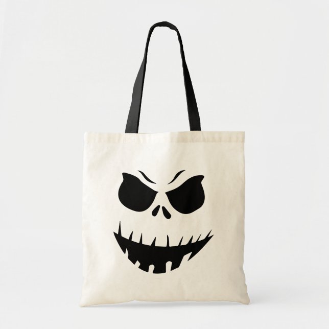 Scary Monster Face Halloween Tote Bag (Front)