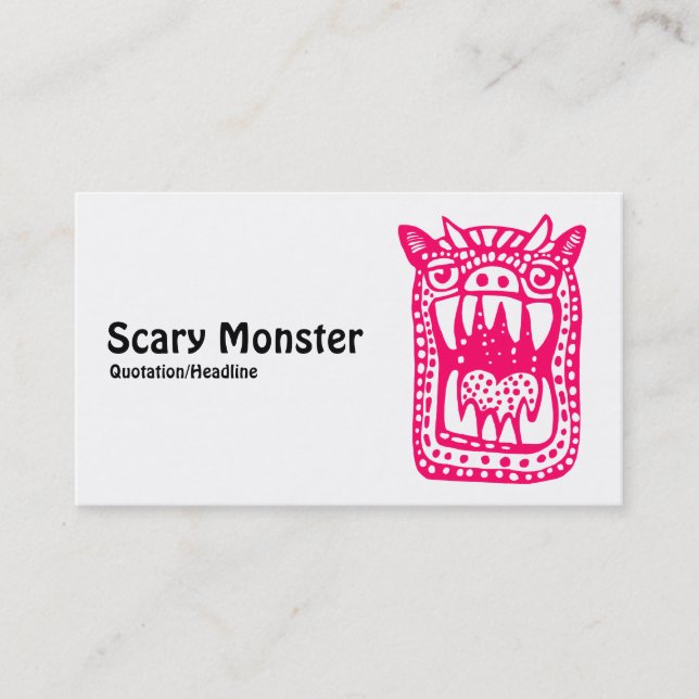 Scary Monster - Neon Red Business Card (Front)