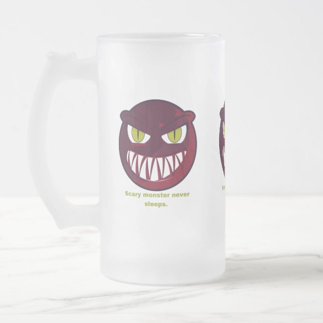 Scary monster never sleeps. frosted glass beer mug (Left)