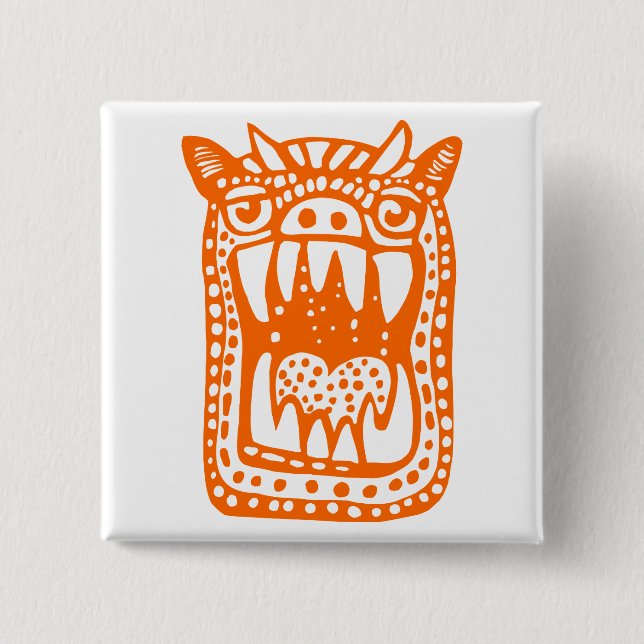 Scary Monster - Orange 15 Cm Square Badge (Front)