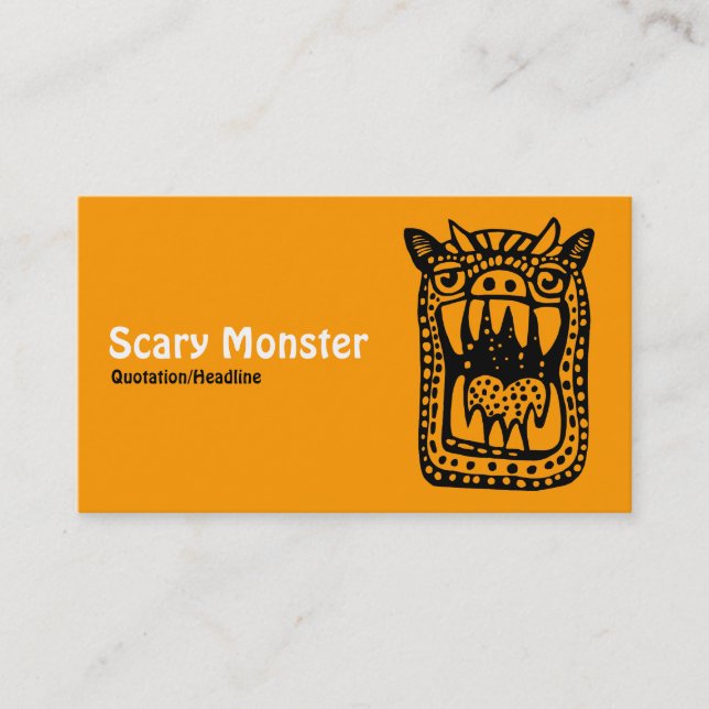 Scary Monster - Orange Front Grey Back Business Card (Front)