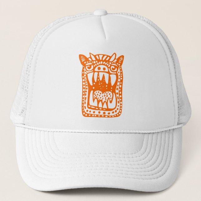 Scary Monster - Orange Trucker Hat (Front)