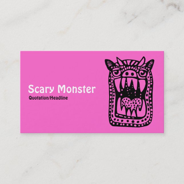 Scary Monster - Pink Front Grey Back Business Card (Front)