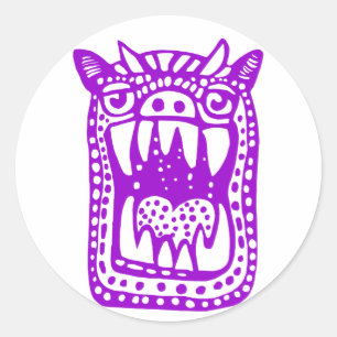 Scary Monster - Purple Classic Round Sticker