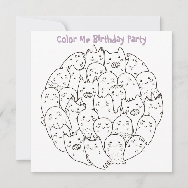 *~* Scary Monsters Customisable COLOR ME Birthday Invitation (Front)