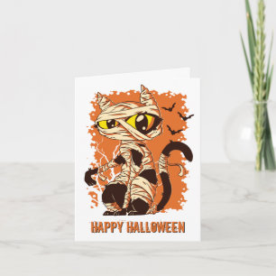 Scary Mummy Cat Happy Halloween Card