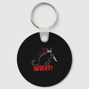 Scary murderous cat with knife cat what_ halloween key ring