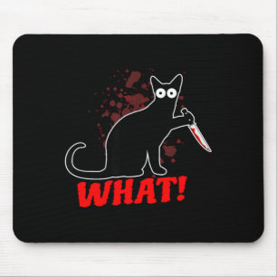 Scary murderous cat with knife cat what_ halloween mouse mat