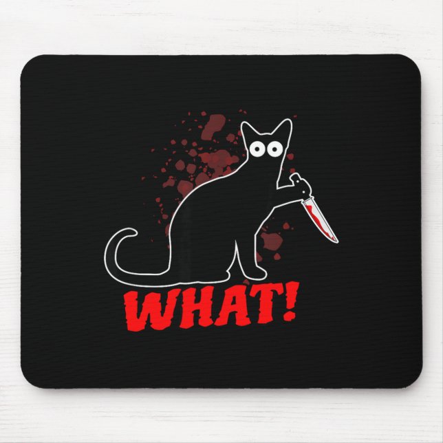Scary murderous cat with knife cat what_ halloween mouse mat (Front)
