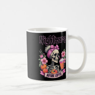 Scary Night Before Coffee Halloween Flower Skeleto Mug