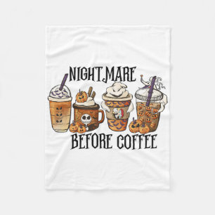 Scary Night Before Coffee Pumpkin Spice Halloween Fleece Blanket