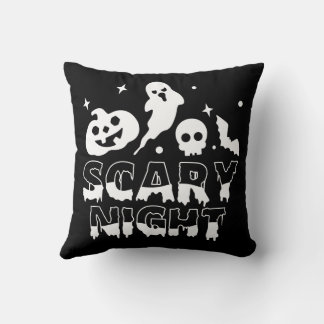 Scary Night Black and white Halloween Cushion