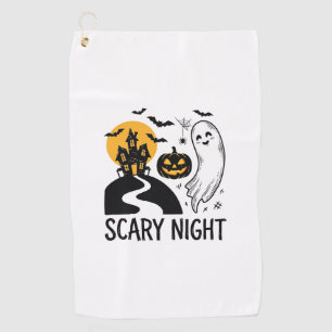 Scary Night Halloween Haunted House Ghost Design_1 Golf Towel