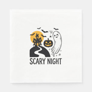 Scary Night Halloween Haunted House Ghost Design_1 Napkin