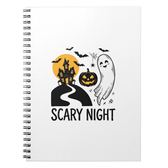 Scary Night Halloween Haunted House Ghost Design_1 Notebook (Front)