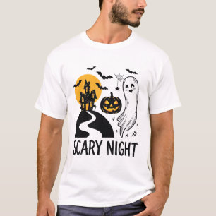 Scary Night Halloween Haunted House Ghost Design_1 T-Shirt