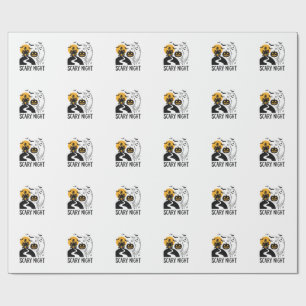 Scary Night Halloween Haunted House Ghost Design_1 Wrapping Paper