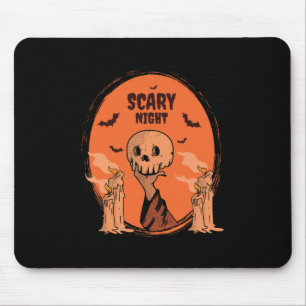 Scary Night Halloween Skull & Bat Design Mouse Mat