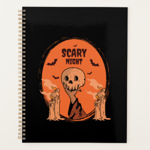 Scary Night Halloween Skull & Bat Design Planner