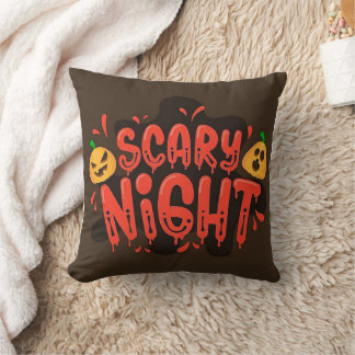 Scary Night Halloween Throw Pillow