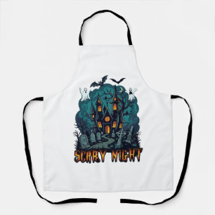 Scary Night Haunted House Ghosts Cemetery Apron
