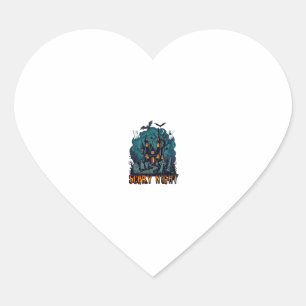 Scary Night Haunted House Ghosts Cemetery Heart Sticker