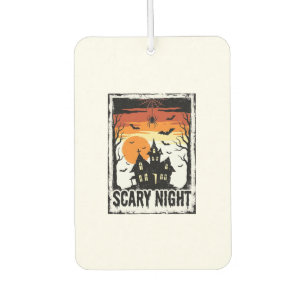 Scary Night Haunted House Vintage Halloween Shirt_ Car Air Freshener