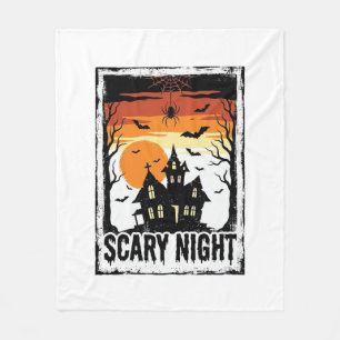 Scary Night Haunted House Vintage Halloween Shirt_ Fleece Blanket