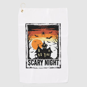 Scary Night Haunted House Vintage Halloween Shirt_ Golf Towel
