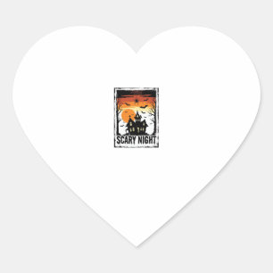 Scary Night Haunted House Vintage Halloween Shirt_ Heart Sticker